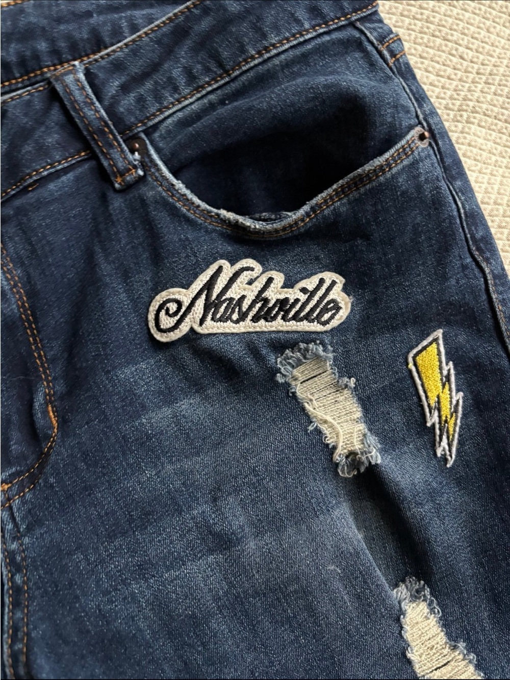 Nashville Patch Dark Blue Jeans